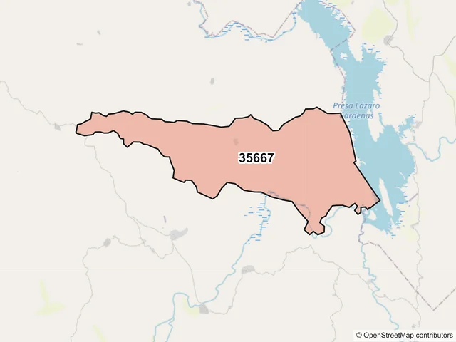 Mapa del código postal 35667, El Oro, Durango