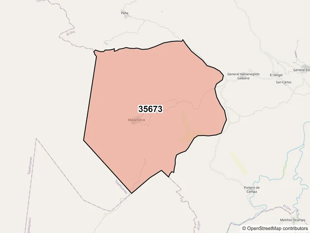 Mapa del código postal 35673, El Oro, Durango