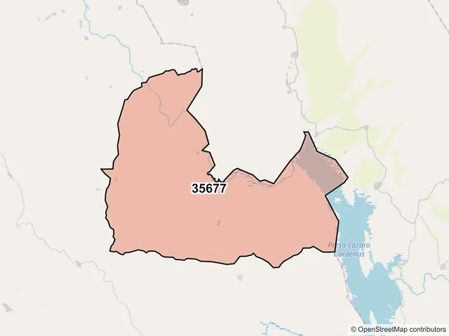 Mapa del código postal 35677, El Oro, Durango