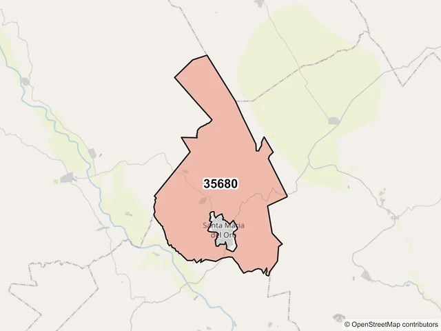 Mapa del código postal 35680, El Oro, Durango