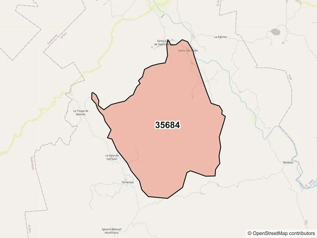 Mapa del código postal 35684, El Oro, Durango
