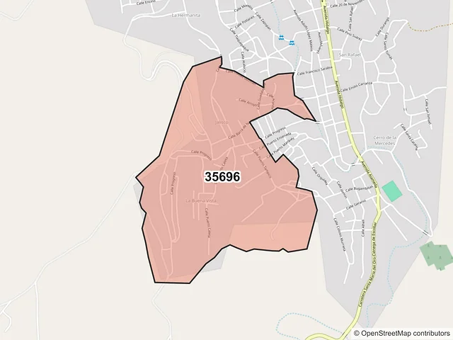 Mapa del código postal 35696, El Oro, Durango