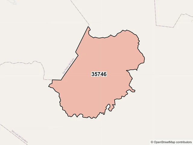 Mapa del código postal 35746, San Luis del Cordero, Durango