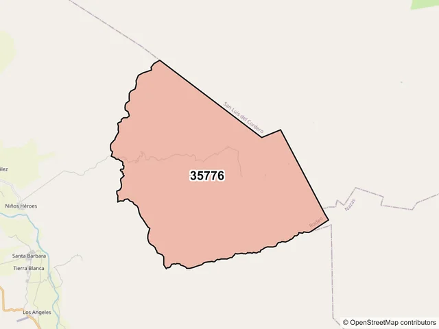 Mapa del código postal 35776, Rodeo, Durango
