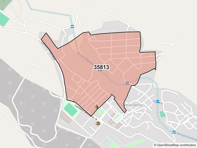 Mapa del código postal 35813, Cuencamé, Durango