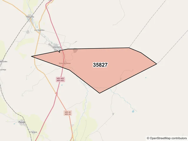 Mapa del código postal 35827, Cuencamé, Durango