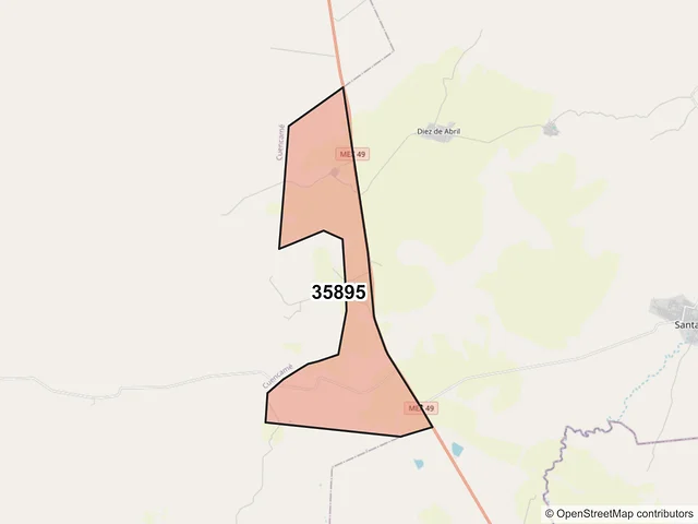Mapa del código postal 35895, Santa Clara, Durango