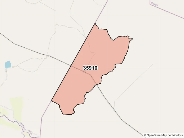 Mapa del código postal 35910, San Juan de Guadalupe, Durango