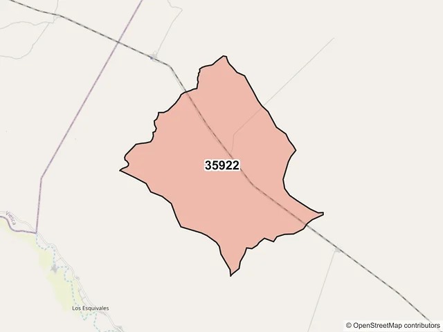 Mapa del código postal 35922, San Juan de Guadalupe, Durango