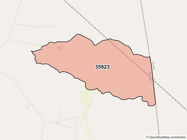 Mapa del código postal 35923, San Juan de Guadalupe, Durango
