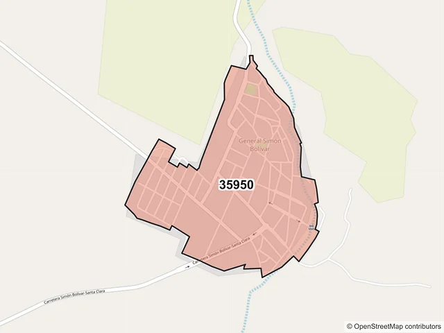 Mapa del código postal 35950, General Simón Bolívar, Durango