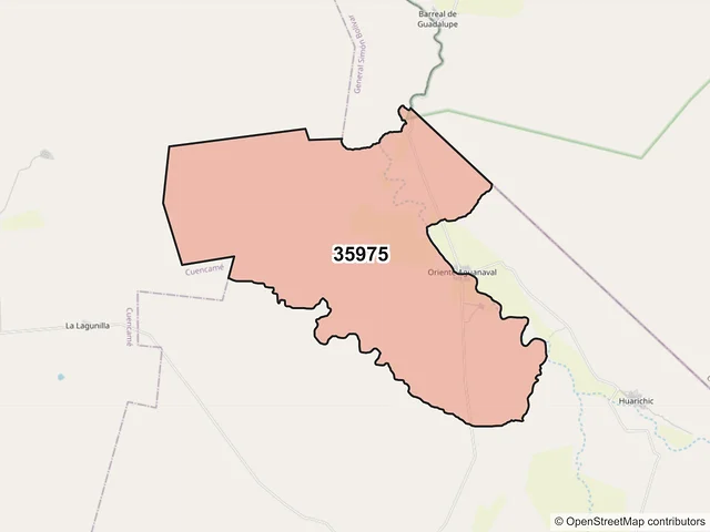 Mapa del código postal 35975, General Simón Bolívar, Durango