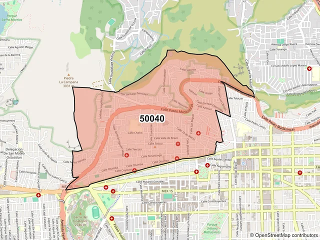 Mapa del código postal 50040, Toluca, México