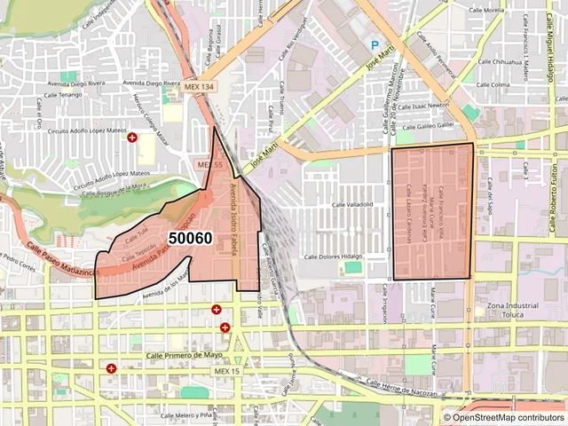 Mapa del código postal 50060, Toluca, México