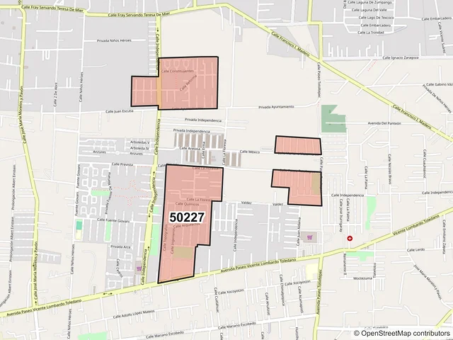 Mapa del código postal 50227, Toluca, México