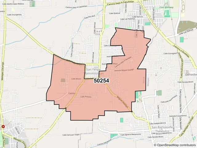 Mapa del código postal 50254, Toluca, México