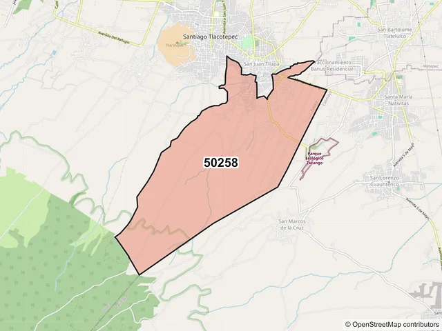 Mapa del código postal 50258, Toluca, México