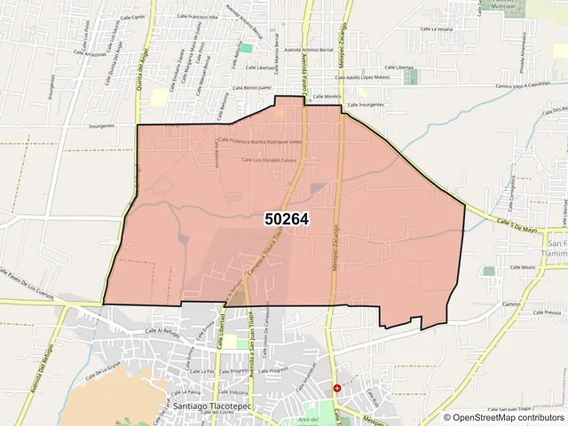 Mapa del código postal 50264, Toluca, México