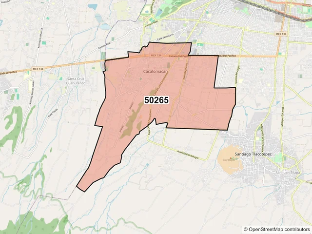 Mapa del código postal 50265, Toluca, México