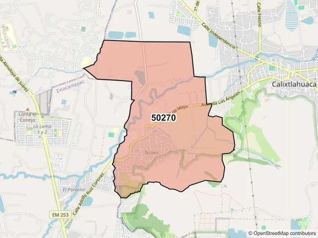 Mapa del código postal 50270, Toluca, México