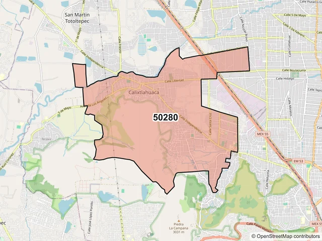 Mapa del código postal 50280, Toluca, México