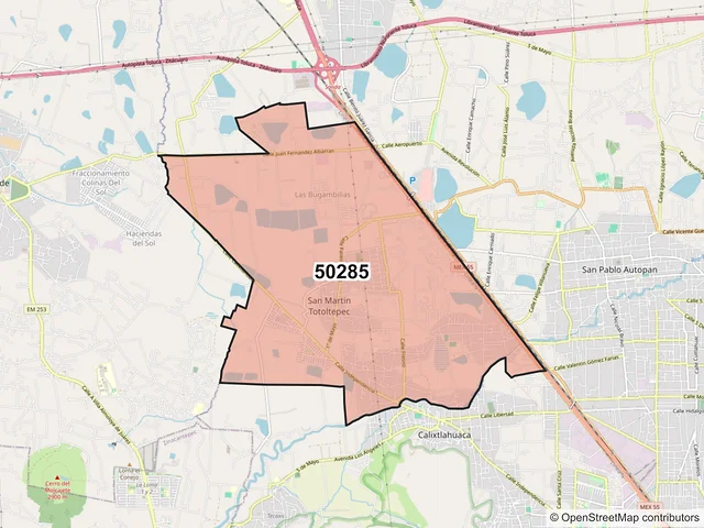Mapa del código postal 50285, Toluca, México