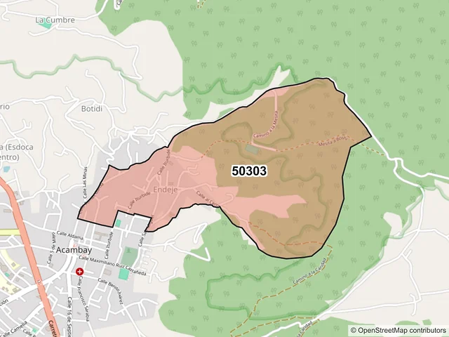 Mapa del código postal 50303, Acambay de Ruíz Castañeda, México