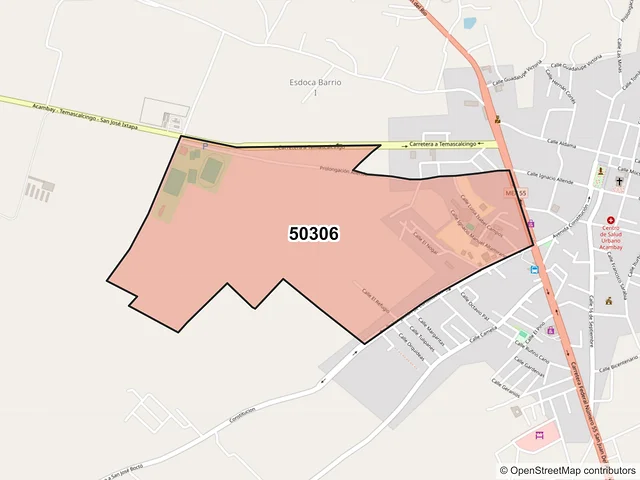 Mapa del código postal 50306, Acambay de Ruíz Castañeda, México