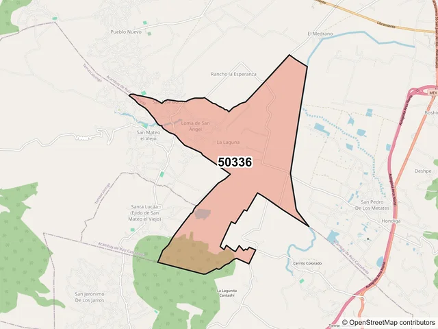 Mapa del código postal 50336, Acambay de Ruíz Castañeda, México