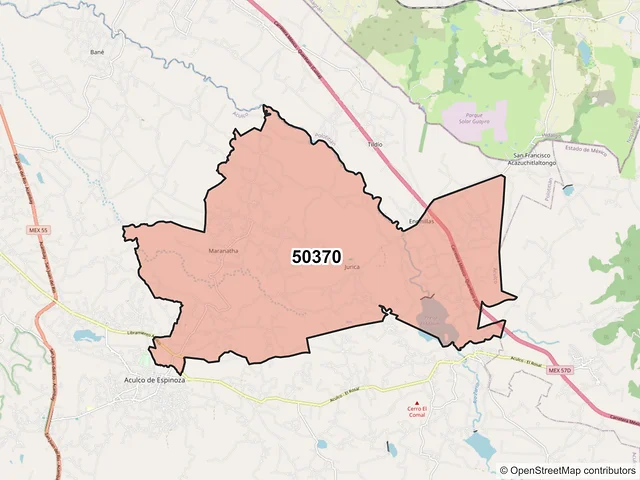 Mapa del código postal 50370, Aculco, México