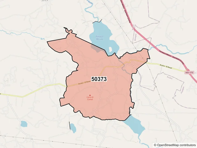 Mapa del código postal 50373, Aculco, México