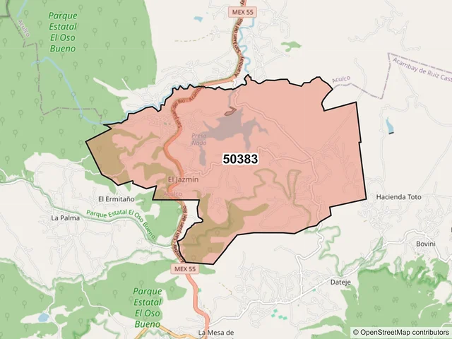 Mapa del código postal 50383, Aculco, México