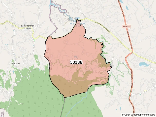 Mapa del código postal 50386, Aculco, México