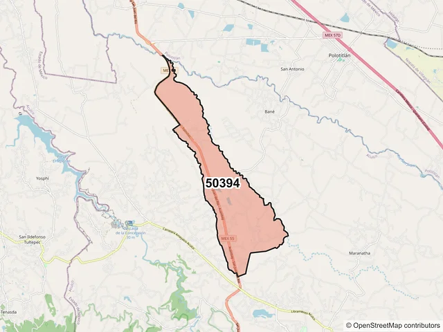 Mapa del código postal 50394, Aculco, México