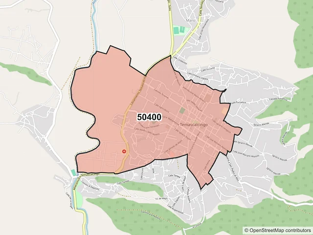 Mapa del código postal 50400, Temascalcingo, México