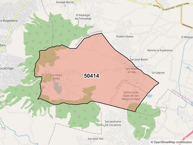Mapa del código postal 50414, Temascalcingo, México