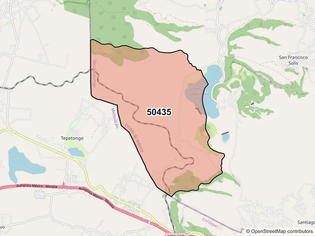 Mapa del código postal 50435, Temascalcingo, México