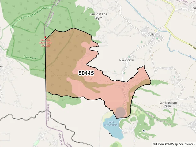 Mapa del código postal 50445, Temascalcingo, México