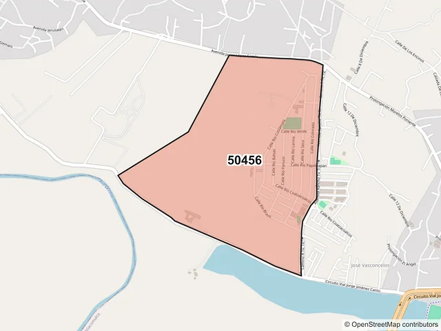 Mapa del código postal 50456, Atlacomulco, México