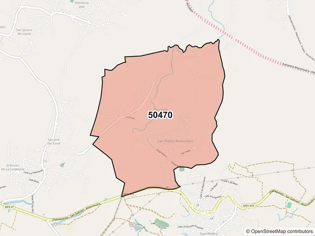 Mapa del código postal 50470, Atlacomulco, México