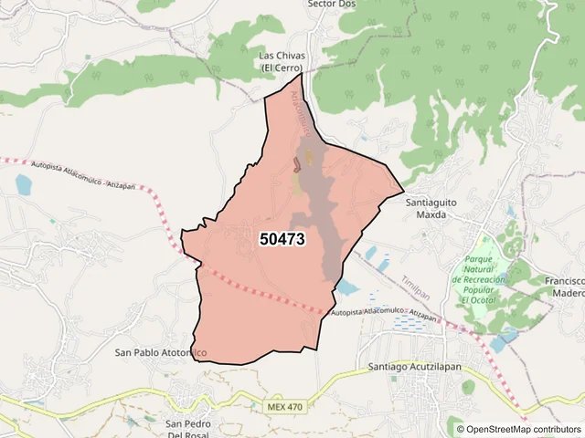 Mapa del código postal 50473, Atlacomulco, México