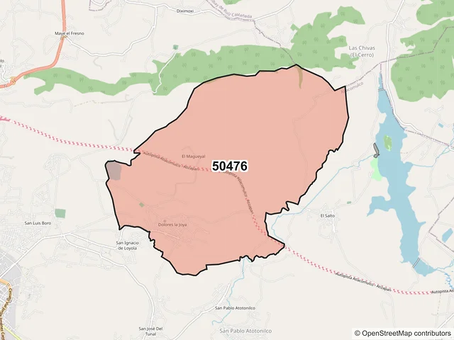 Mapa del código postal 50476, Atlacomulco, México