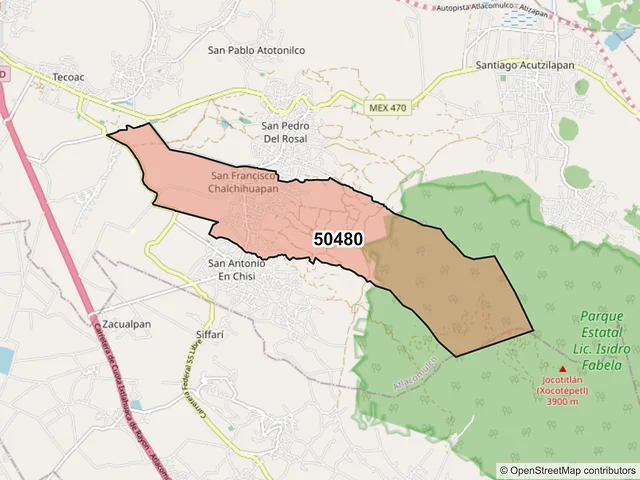Mapa del código postal 50480, Atlacomulco, México