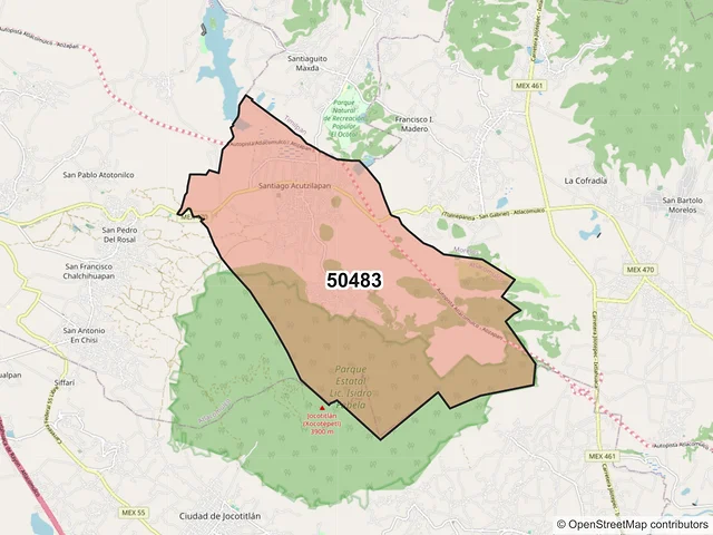 Mapa del código postal 50483, Atlacomulco, México