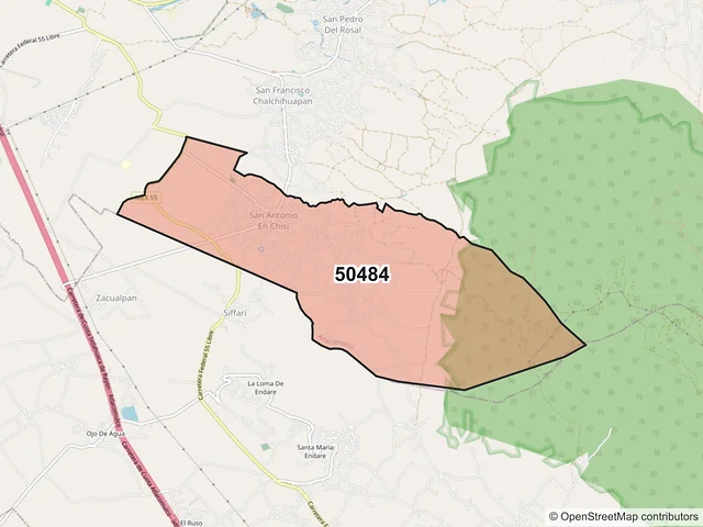 Mapa del código postal 50484, Atlacomulco, México