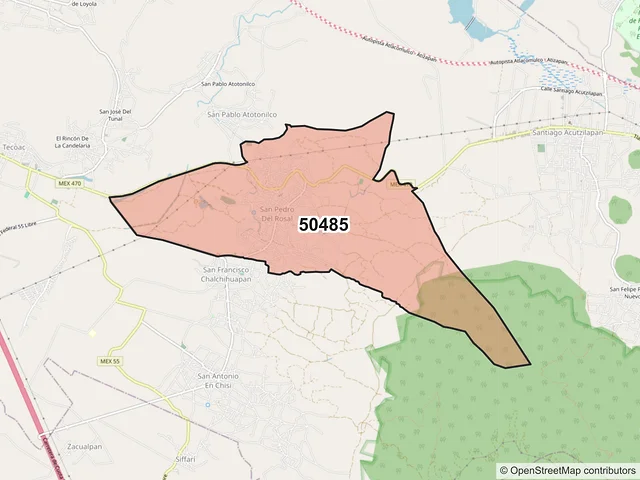 Mapa del código postal 50485, Atlacomulco, México
