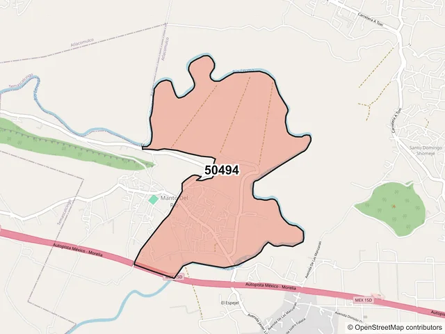 Mapa del código postal 50494, Atlacomulco, México