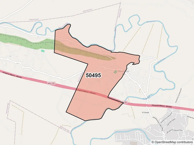 Mapa del código postal 50495, Atlacomulco, México
