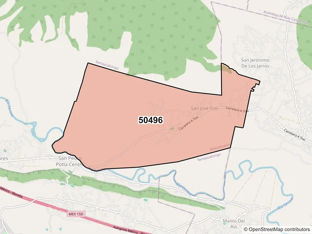 Mapa del código postal 50496, Atlacomulco, México