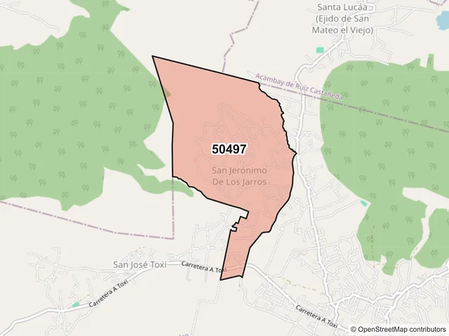 Mapa del código postal 50497, Atlacomulco, México